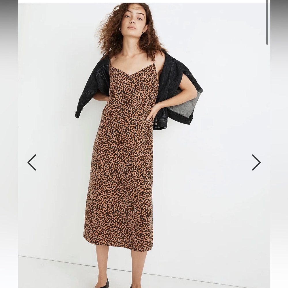 Madewell Silk Eva Slip Dress Leopard print